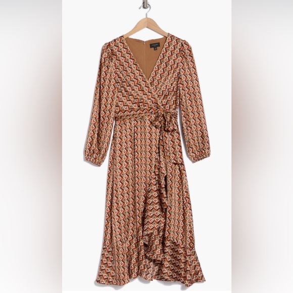 Tahari ASLLong Sleeve Faux Wrap Dress - Picture 1 of 4